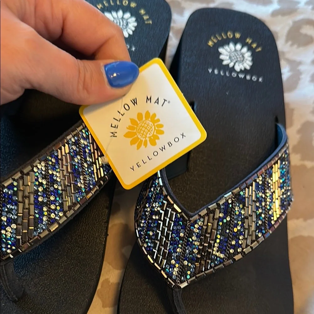 Yellow Box Women's Blue and Gold Sandals - Picture 5 of 9